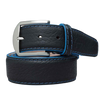Len American Bison Belt - Black/Denim Blue Edge
