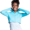 BloqUV Full Zip Crop Ladies Top - Light Turquoise
