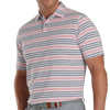 FootJoy Space Dye Stripe Men's Polo - White/Navy/Coral Red