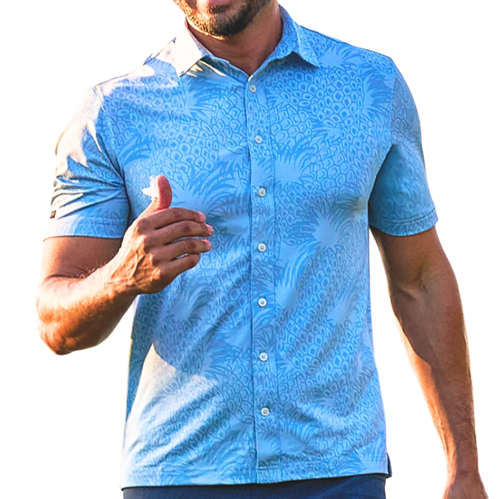 Greg Norman Royal Palm Knit Full Button Men's Polo