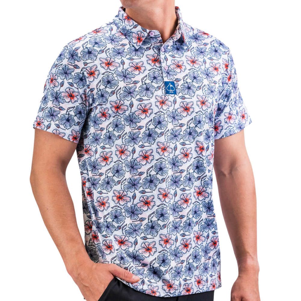 Pins & Aces Hibiscus Harmony Men's Polo