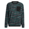 Adidas Texture-Print Crew Men's Sweatshirt - Black/Gray Six/Shadow Green