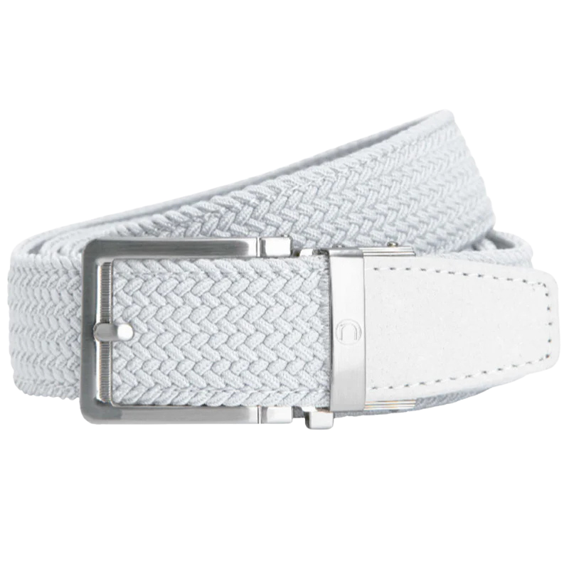 Nexbelt white braided belt with white leather tip