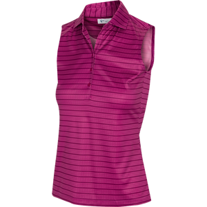 Greg Norman ML75 Dotted Stripe Button Women's Sleeveless Polo