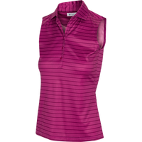Thumbnail for Greg Norman ML75 Dotted Stripe Button Women's Sleeveless Polo