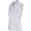 Greg Norman ML75 Dotted Stripe Button Women's Sleeveless Polo - White