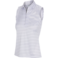 Thumbnail for Greg Norman ML75 Dotted Stripe Button Women's Sleeveless Polo