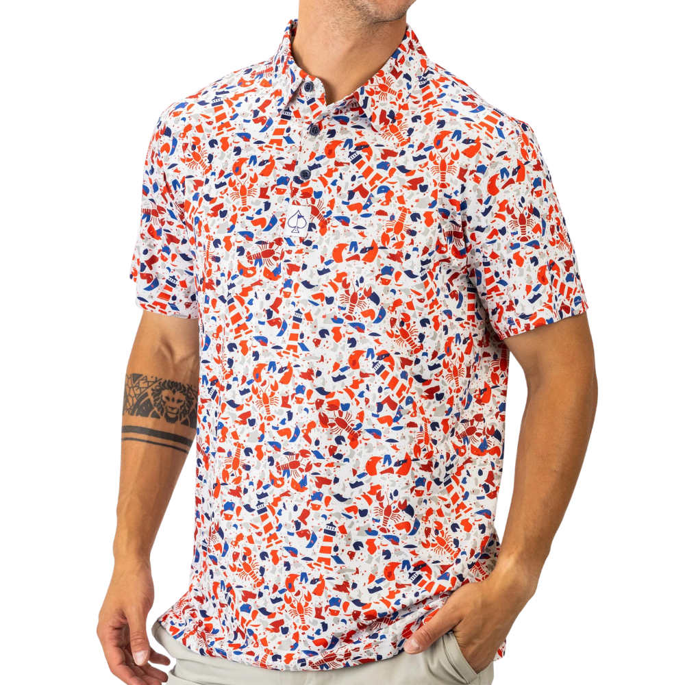 Pins & Aces Lobster Shatter Men's Polo