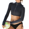 BloqUV Full Zip Crop Ladies Top - Smoke
