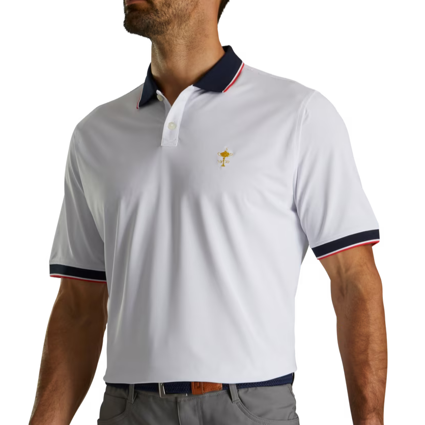 FootJoy 1927 Trophy Pique Solid + Stripe Trim Men's Polo