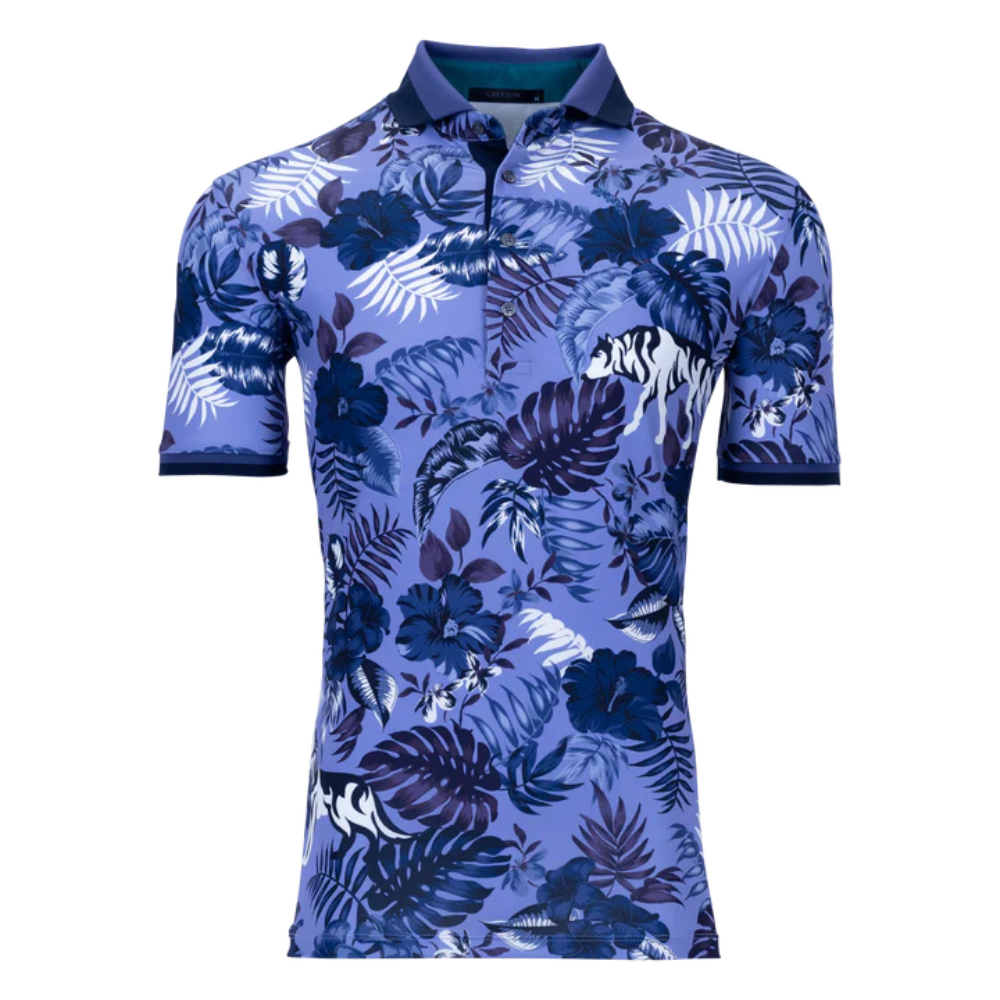 Greyson Floral Wolf Jungle Men's Polo – 5 Under Golf