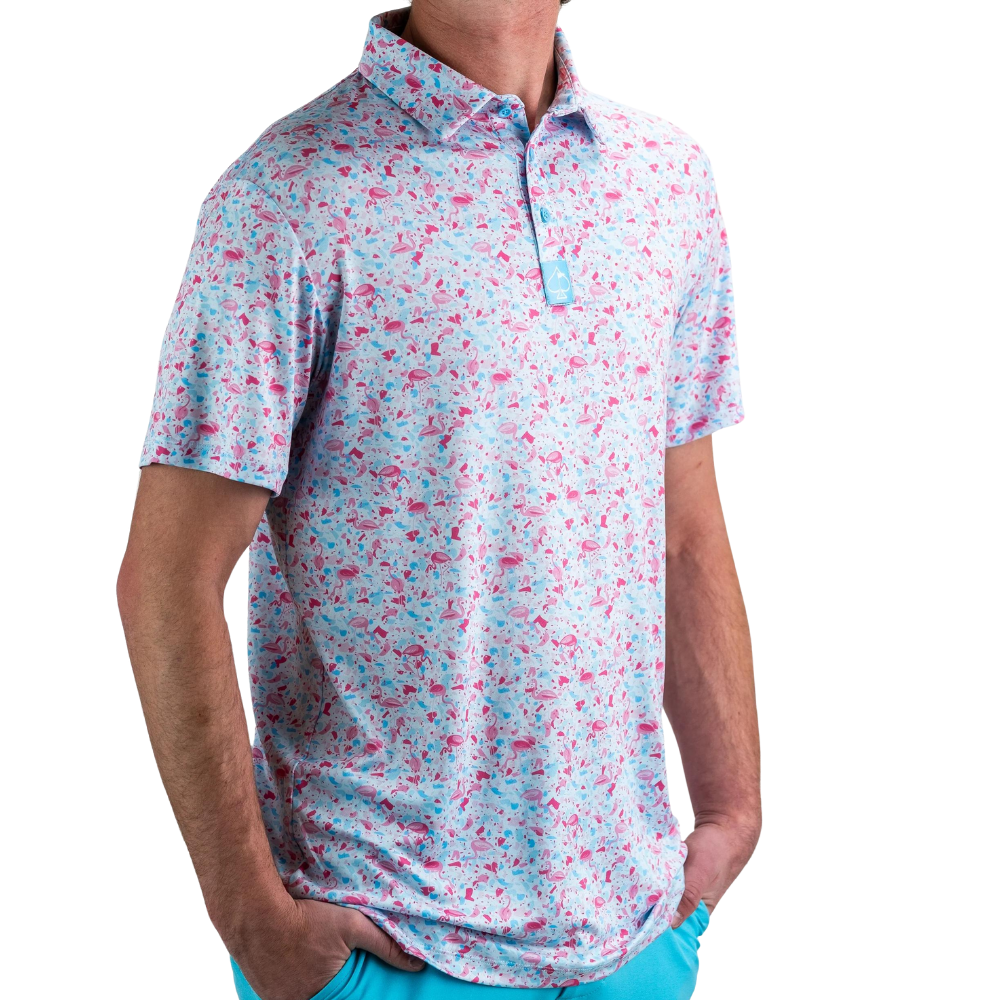 Pins & Aces Flamingo Shatter Men's Polo