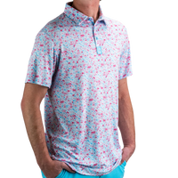 Thumbnail for Pins & Aces Flamingo Shatter Men's Polo