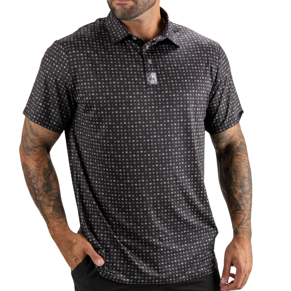 Pins & Aces Black Flush Men's Polo