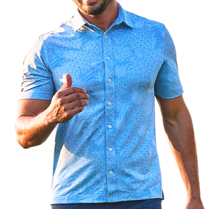 Greg Norman Royal Palm Knit Full Button Men's Polo