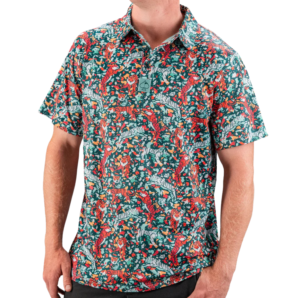 Pins & Aces Tiger Shatter Men's Polo
