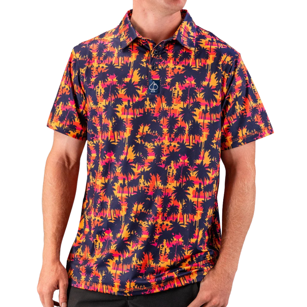 Pins & Aces Palm Drip Dusk Men's Polo