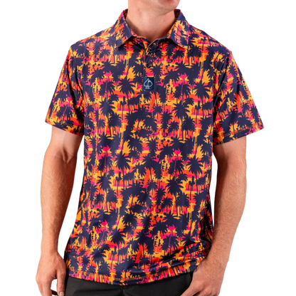 Pins & Aces Palm Drip Dusk Men's Polo