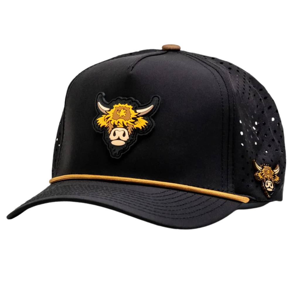 Pins & Aces Perforated Rope Highland Cow Hat