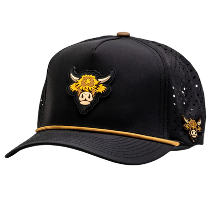 Pins & Aces Perforated Rope Highland Cow Hat