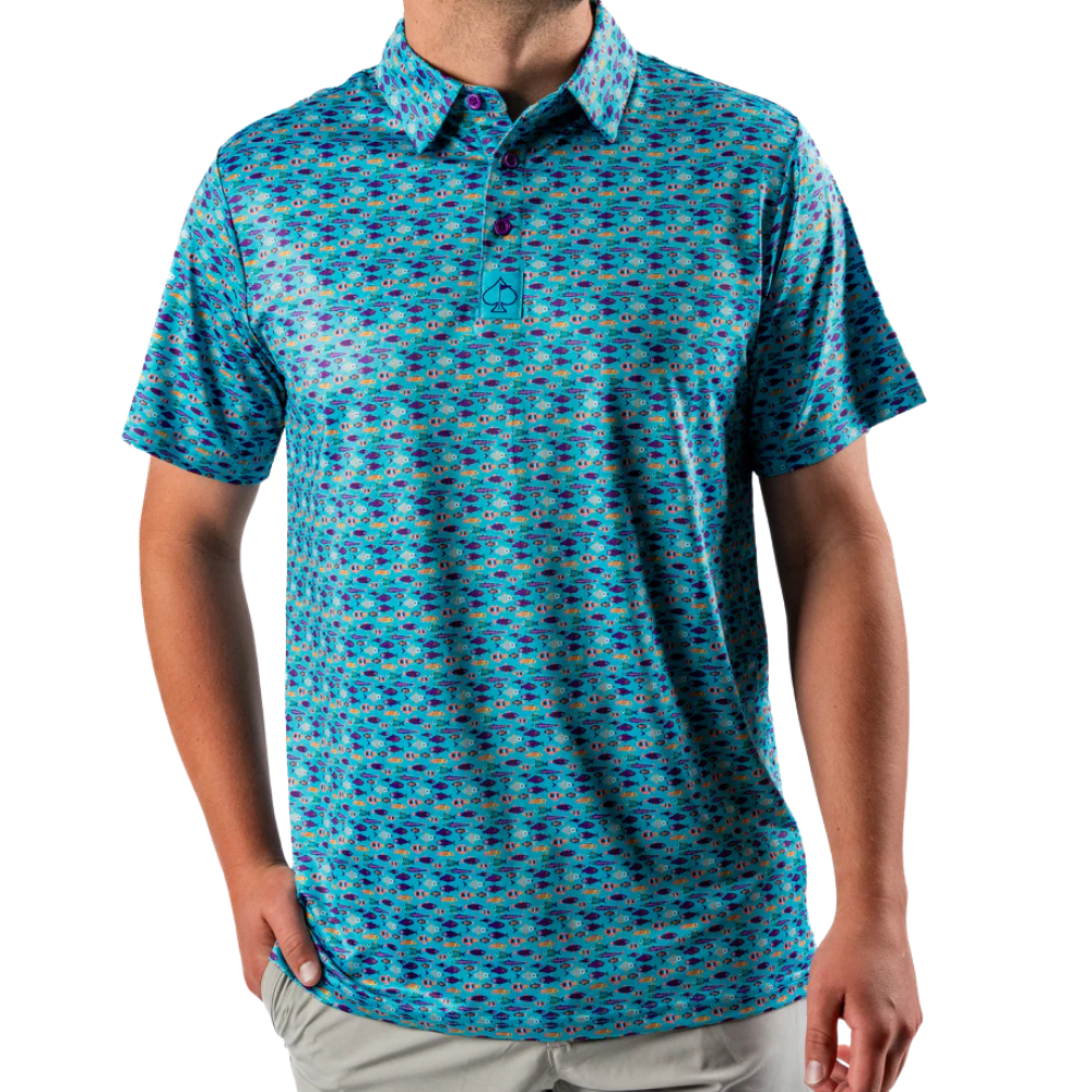 Pins & Aces Fish Drips Mens' Polos