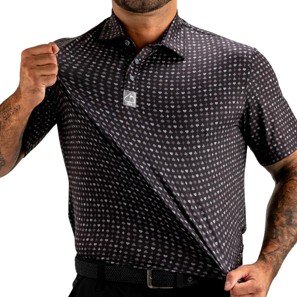 Pins & Aces Black Flush Men's Polo