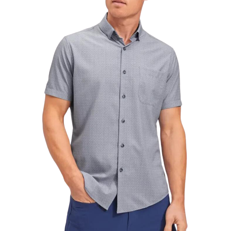 dress shirt men's short sleeve Pink Foulard Print Leeward Short Sleeve XX-Large / Classic / Regular