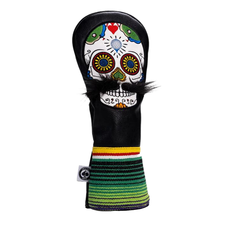 Pins & Aces Mustache Sugar Skull Driver Cover
